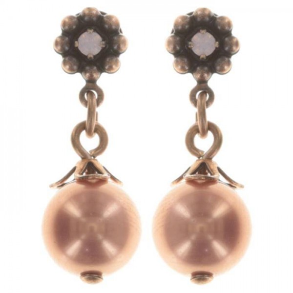Konplott Pearl ´n´Ribbons Ohrstecker in pink mit Swarovski Elements