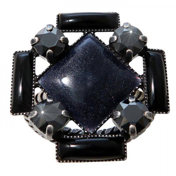 Art Deco grauer Ring von Konplott mit Swarovski Elements bestückt
