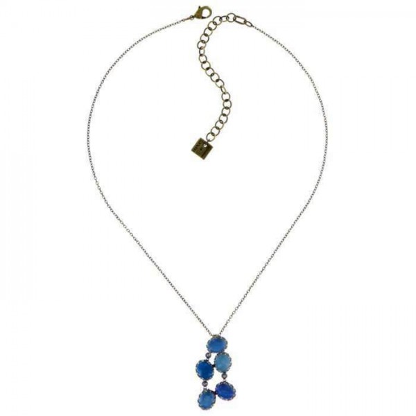 Konplott Y-Halskette Melody Drops erstrahlt mit blauen Swarovski Elements und ovalen Steinen