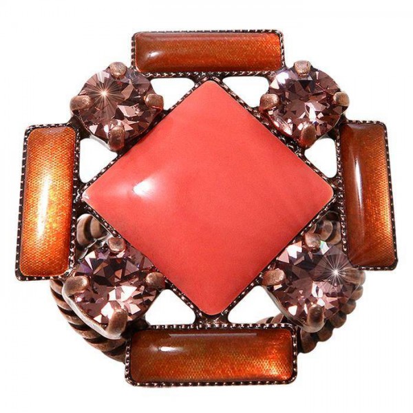 Konplott Art Deco roter Ring von vorne