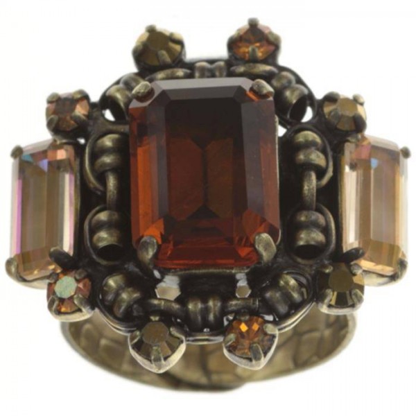 Konplott Aztec Ring in braun gelb