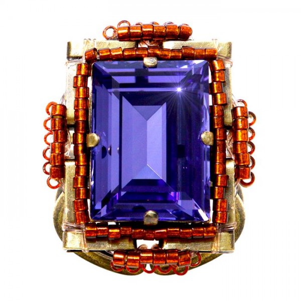 Konplott großer Ring African Glam braun/lila