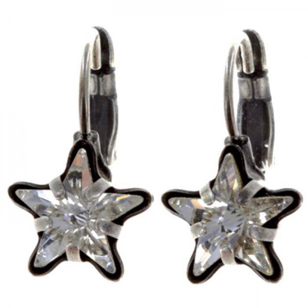 Konplott Silverstar Silvermoon Ohrringe sind mit einem stahlenden weißen sternförmigen Swarovski Elements bestückt